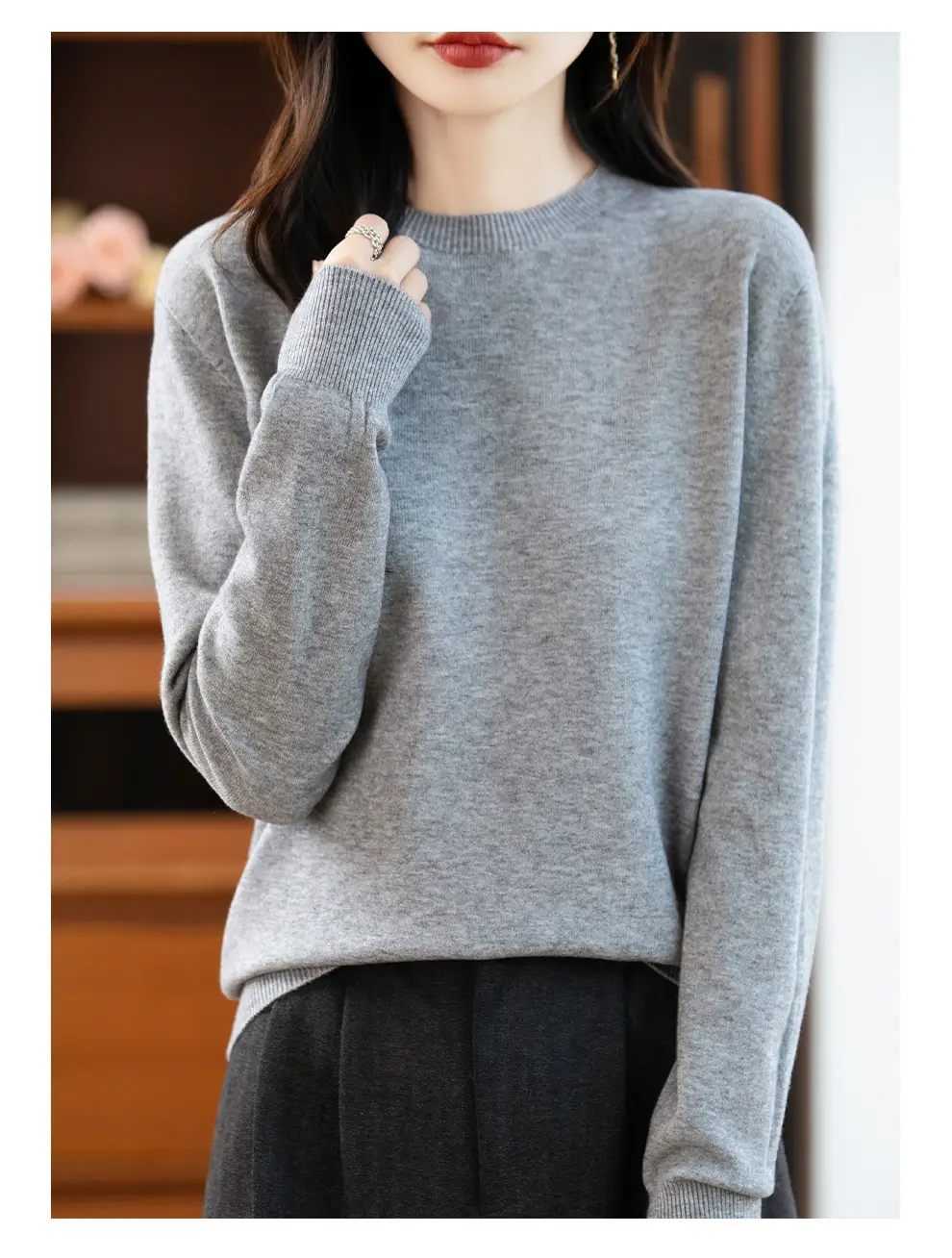 Autumn and winter Andy velvet round neck knit sweater for women, first-line ready-to-wear, solid color seamless pullover long-sleeve sweater, suitable as a base layer — feature 29