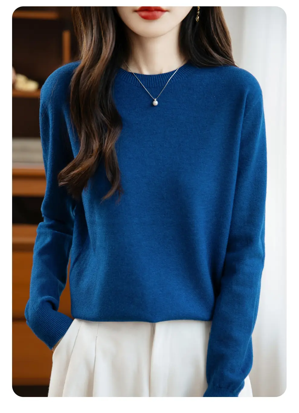 Autumn and winter Andy velvet round neck knit sweater for women, first-line ready-to-wear, solid color seamless pullover long-sleeve sweater, suitable as a base layer — feature 42