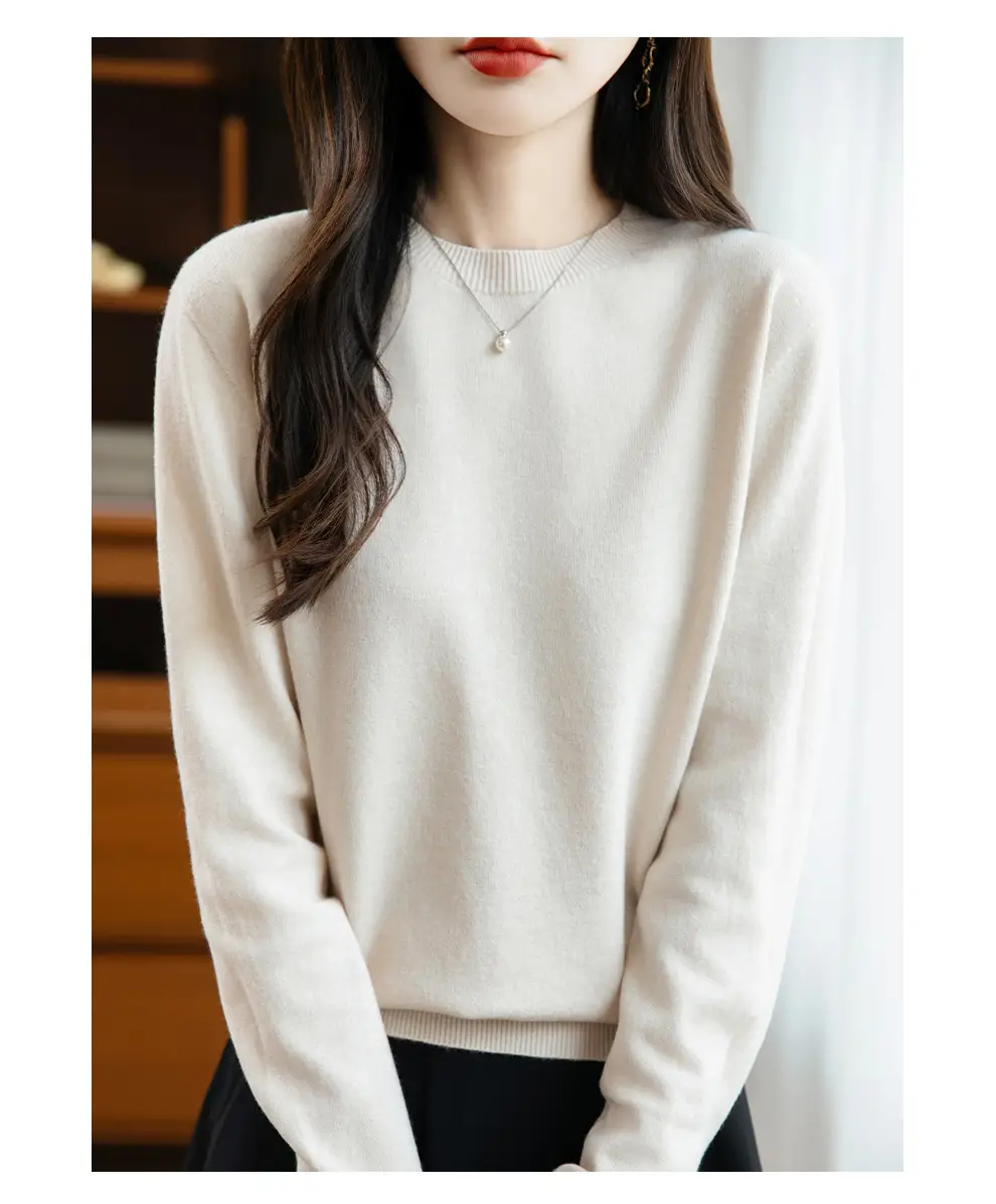 Autumn and winter Andy velvet round neck knit sweater for women, first-line ready-to-wear, solid color seamless pullover long-sleeve sweater, suitable as a base layer — feature 44