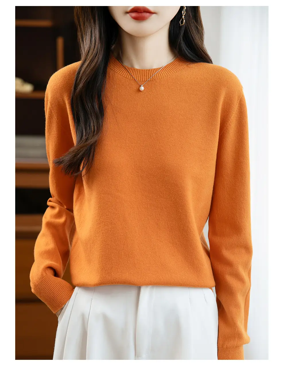 Autumn and winter Andy velvet round neck knit sweater for women, first-line ready-to-wear, solid color seamless pullover long-sleeve sweater, suitable as a base layer — feature 47