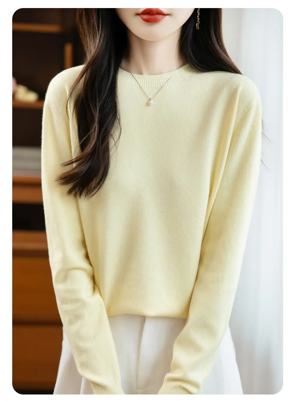 Autumn and winter Andy velvet round neck knit sweater for women, first-line ready-to-wear, solid color seamless pullover long-sleeve sweater, suitable as a base layer — feature 51