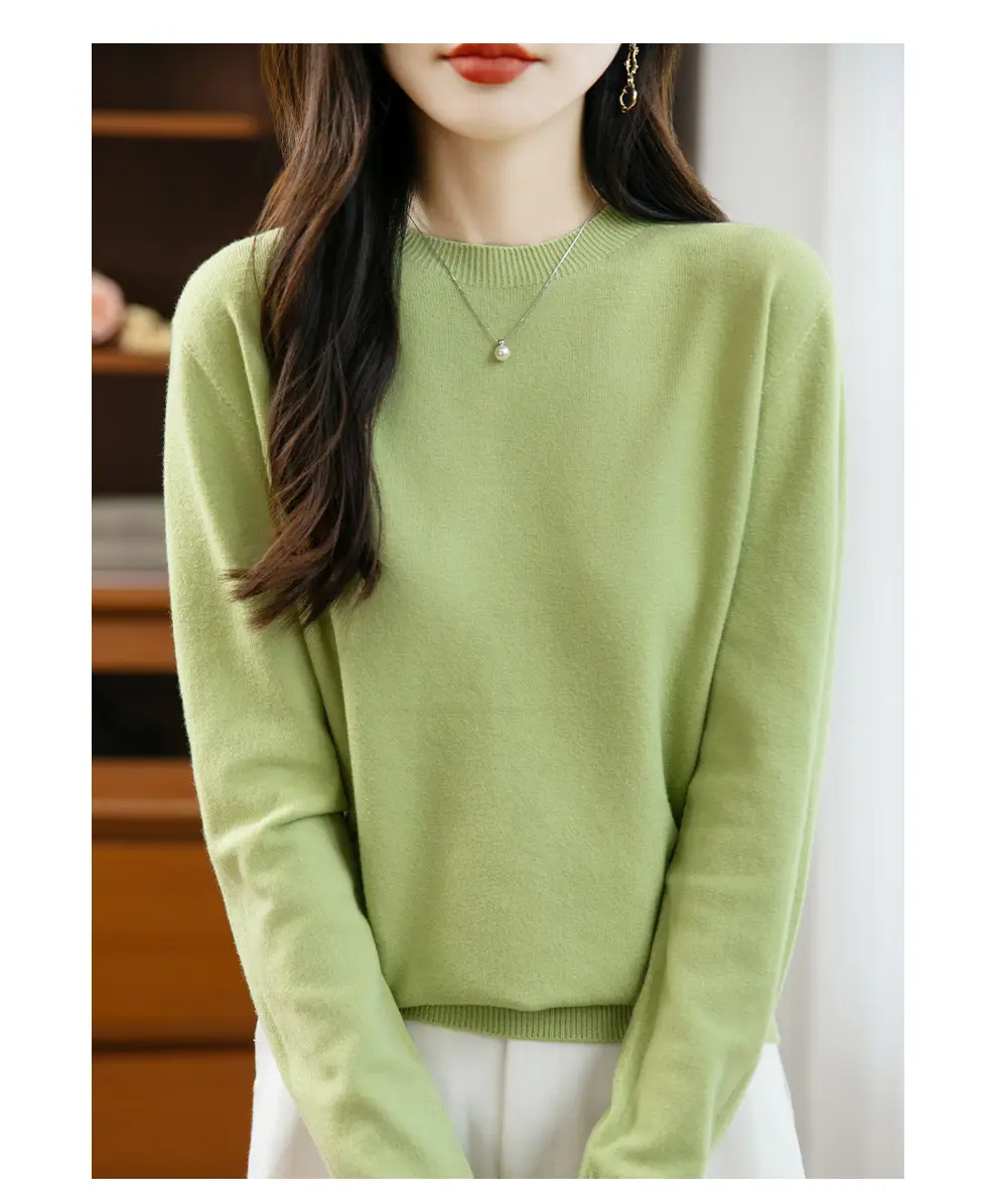 Autumn and winter Andy velvet round neck knit sweater for women, first-line ready-to-wear, solid color seamless pullover long-sleeve sweater, suitable as a base layer — feature 53