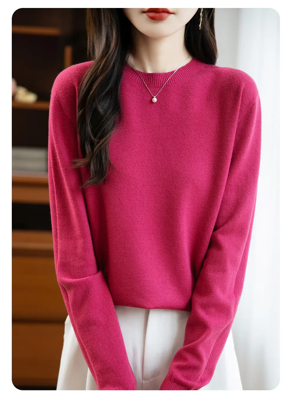 Autumn and winter Andy velvet round neck knit sweater for women, first-line ready-to-wear, solid color seamless pullover long-sleeve sweater, suitable as a base layer — feature 60