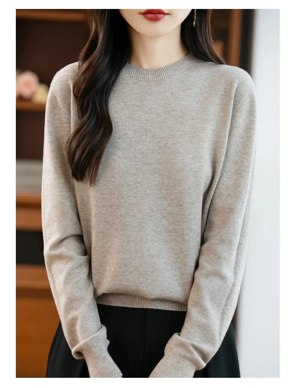 Autumn and winter Andy velvet round neck knit sweater for women, first-line ready-to-wear, solid color seamless pullover long-sleeve sweater, suitable as a base layer — feature 65