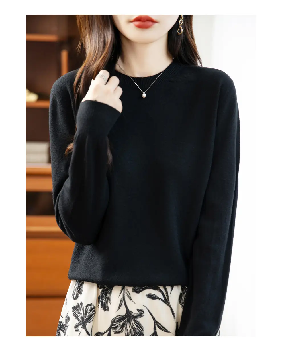 Autumn and winter Andy velvet round neck knit sweater for women, first-line ready-to-wear, solid color seamless pullover long-sleeve sweater, suitable as a base layer — feature 71