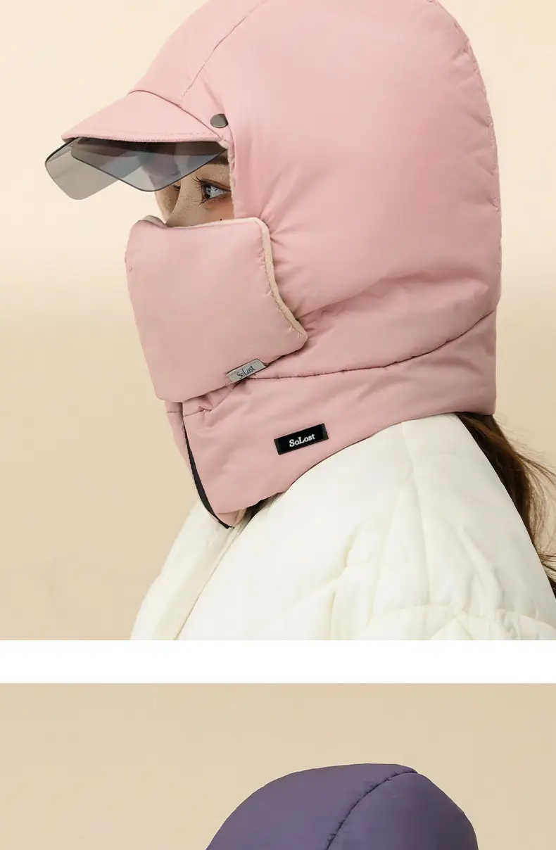 New windproof and cold-resistant cycling accessory: a fleece-lined inner scarf, face mask, and integrated hat for warmth and face protection, suitable for skiing — feature 10