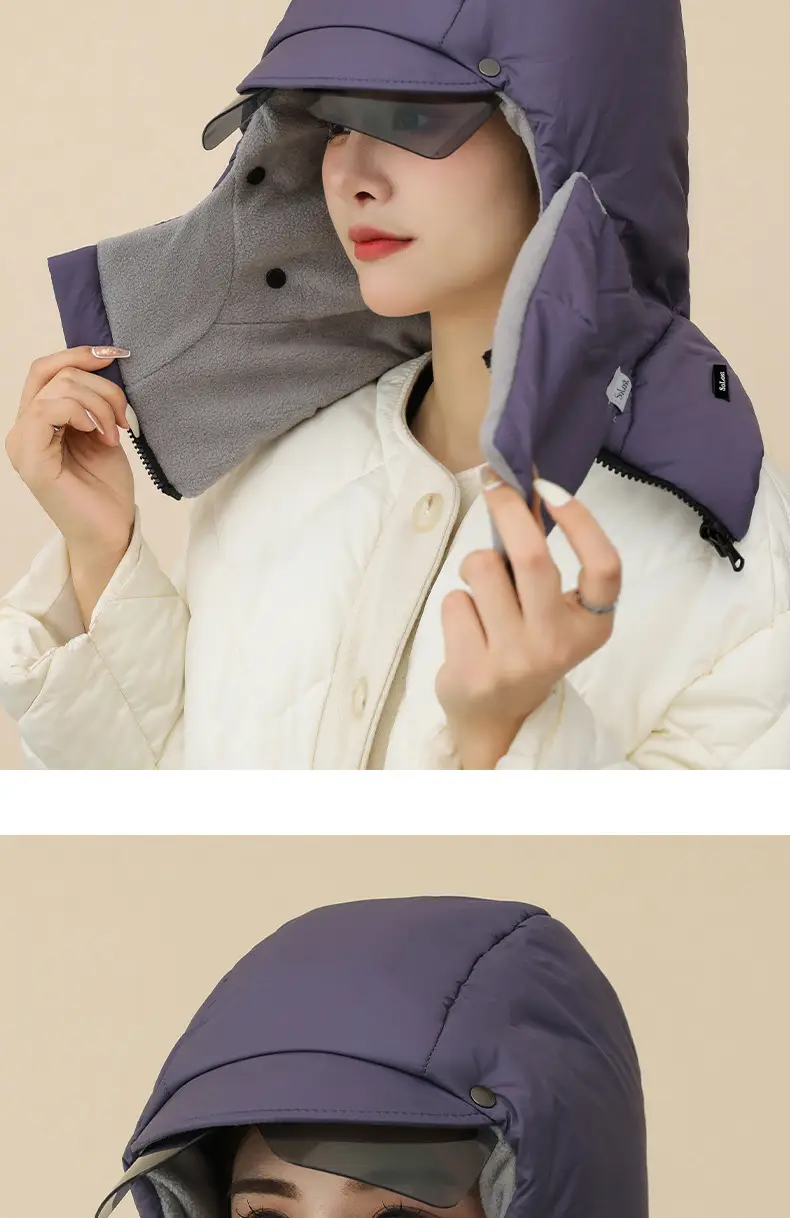 New windproof and cold-resistant cycling accessory: a fleece-lined inner scarf, face mask, and integrated hat for warmth and face protection, suitable for skiing — feature 11