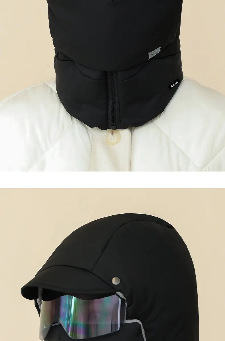 New windproof and cold-resistant cycling accessory: a fleece-lined inner scarf, face mask, and integrated hat for warmth and face protection, suitable for skiing — feature 13