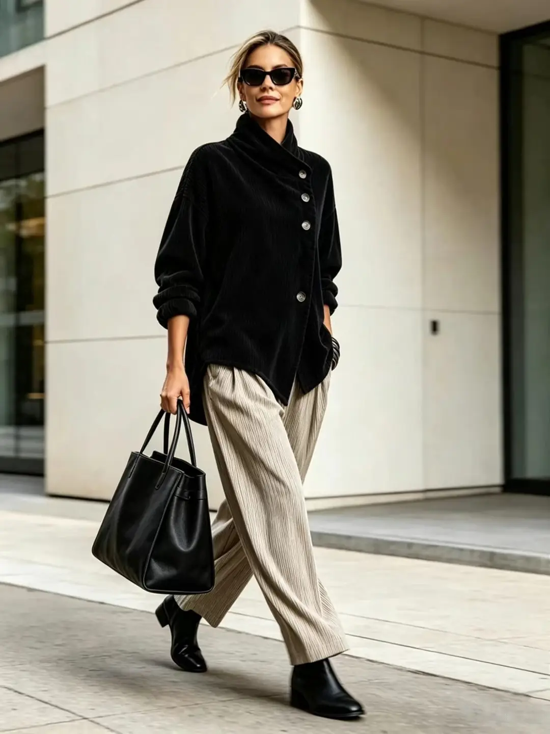 2026 Cross-Border European and American Autumn and Winter New Corduroy Irregular Loose Shoulder-Drop Diagonal Button Jacket for Women — feature 18