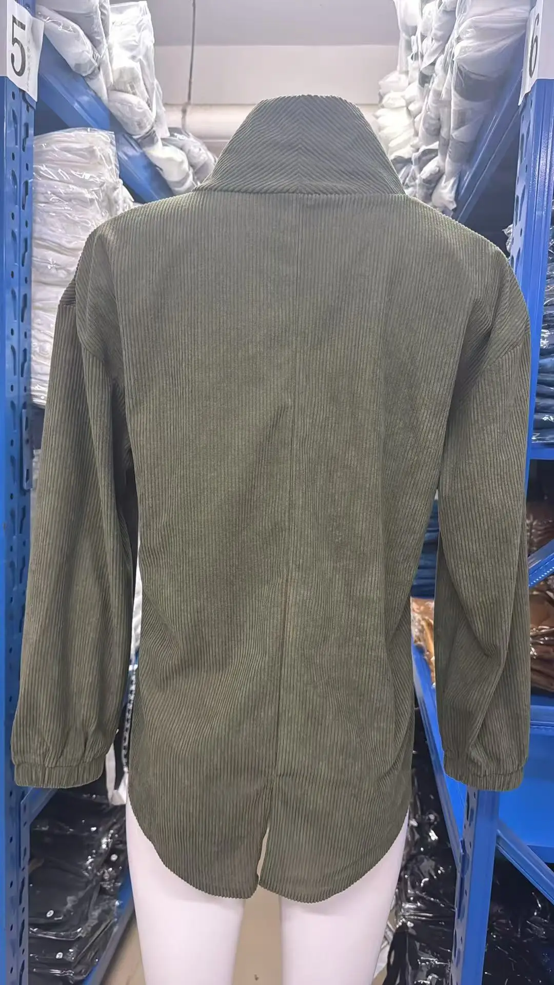 2026 Cross-Border European and American Autumn and Winter New Corduroy Irregular Loose Shoulder-Drop Diagonal Button Jacket for Women — feature 9