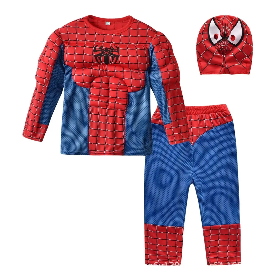 Halloween children's muscle costumes: Captain America, Hulk, Superman, Spider-Man outfits, cosplay costumes for performances