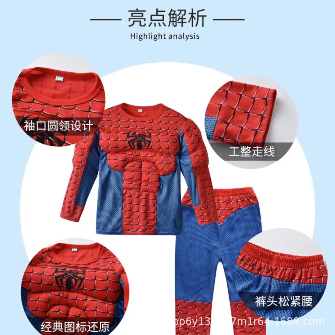 Halloween children's muscle costumes: Captain America, Hulk, Superman, Spider-Man outfits, cosplay costumes for performances — feature 3