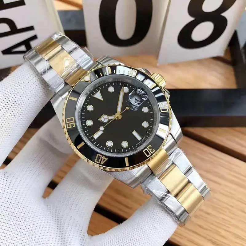 Green, black, and blue foreign trade Rolex Submariner solid steel band luminous waterproof quartz watch with Japanese imported movement