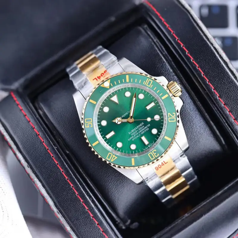 Green, black, and blue foreign trade Rolex Submariner solid steel band luminous waterproof quartz watch with Japanese imported movement