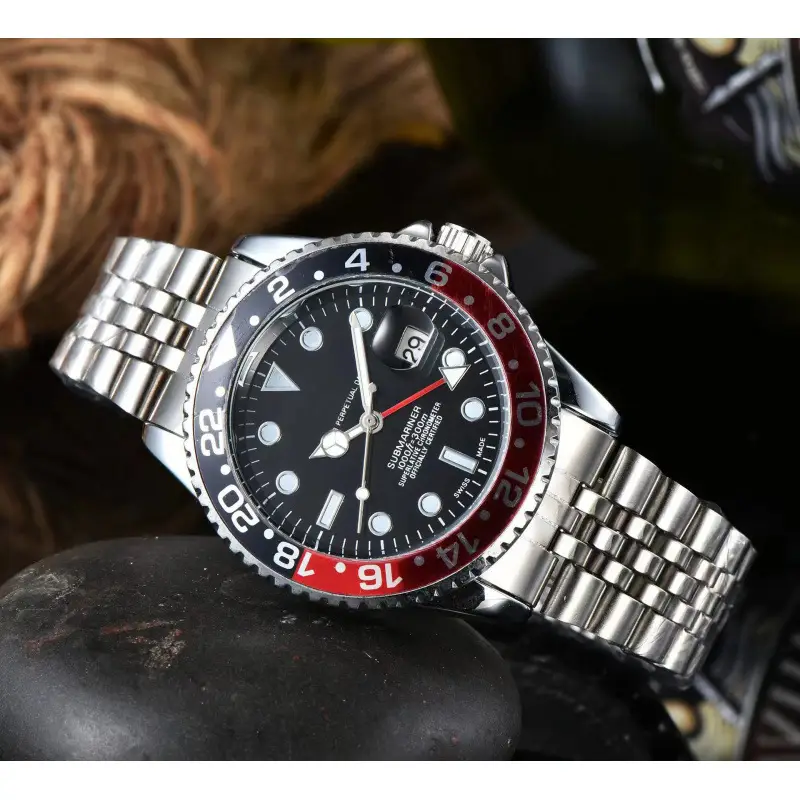 Green, black, and blue foreign trade Rolex Submariner solid steel band luminous waterproof quartz watch with Japanese imported movement