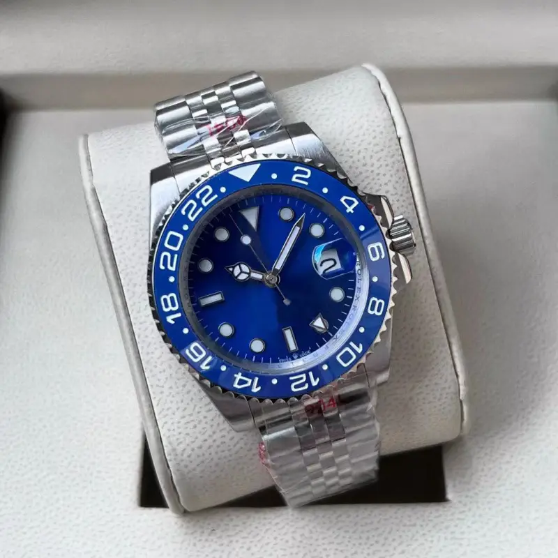 Green, black, and blue foreign trade Rolex Submariner solid steel band luminous waterproof quartz watch with Japanese imported movement