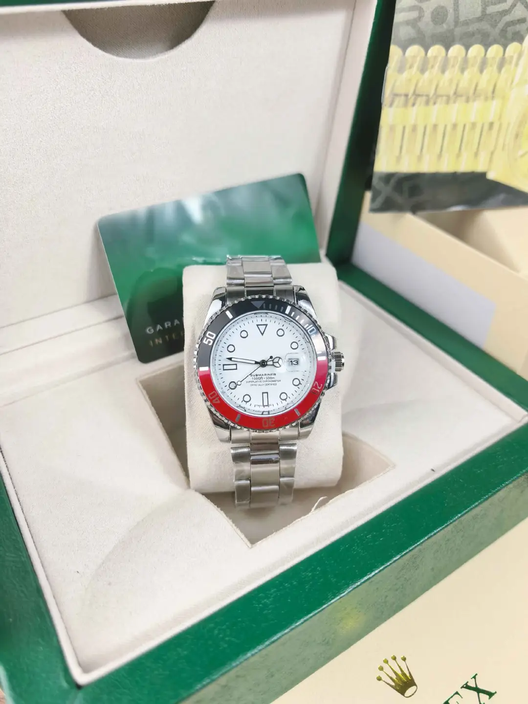 Green, black, and blue foreign trade Rolex Submariner solid steel band luminous waterproof quartz watch with Japanese imported movement