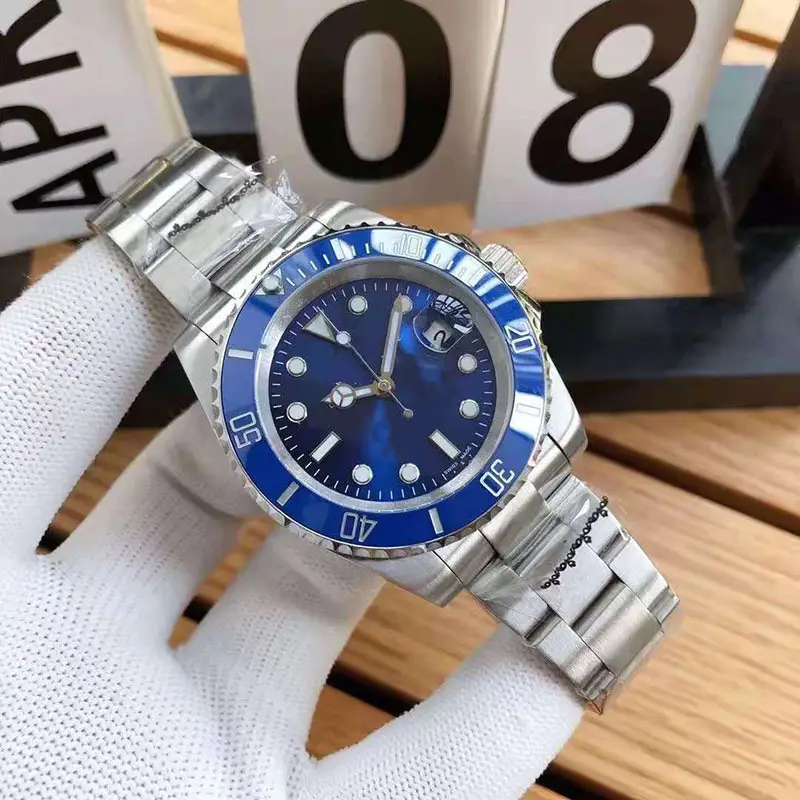 Green, black, and blue foreign trade Rolex Submariner solid steel band luminous waterproof quartz watch with Japanese imported movement