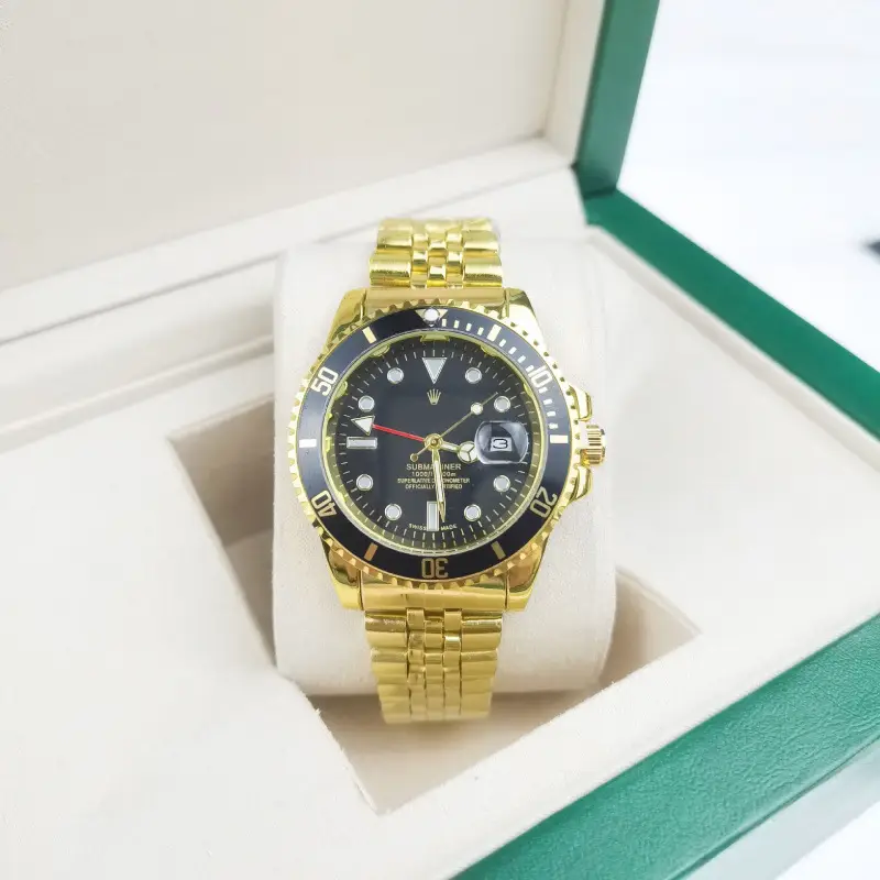 Green, black, and blue foreign trade Rolex Submariner solid steel band luminous waterproof quartz watch with Japanese imported movement