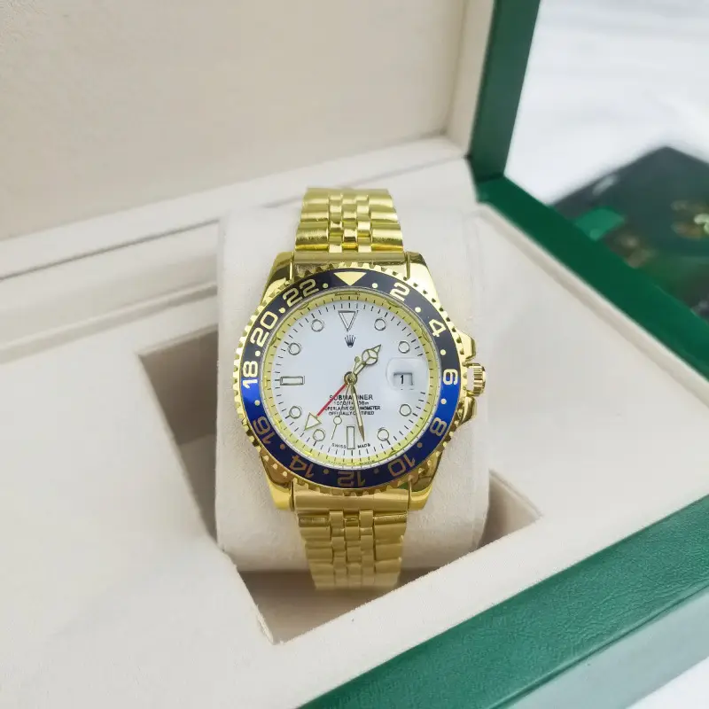 Green, black, and blue foreign trade Rolex Submariner solid steel band luminous waterproof quartz watch with Japanese imported movement