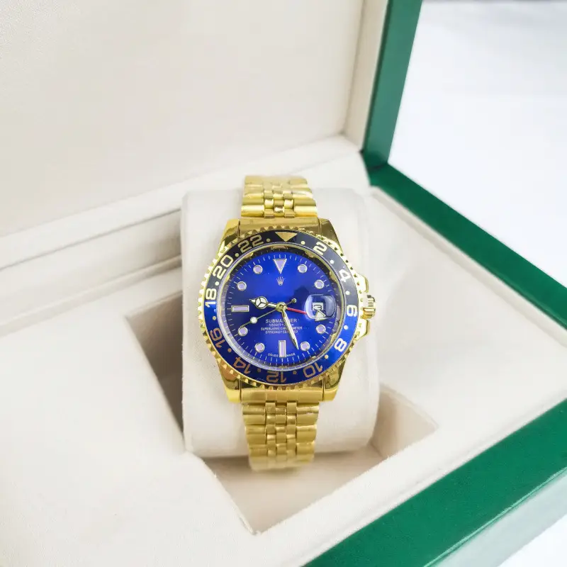 Green, black, and blue foreign trade Rolex Submariner solid steel band luminous waterproof quartz watch with Japanese imported movement