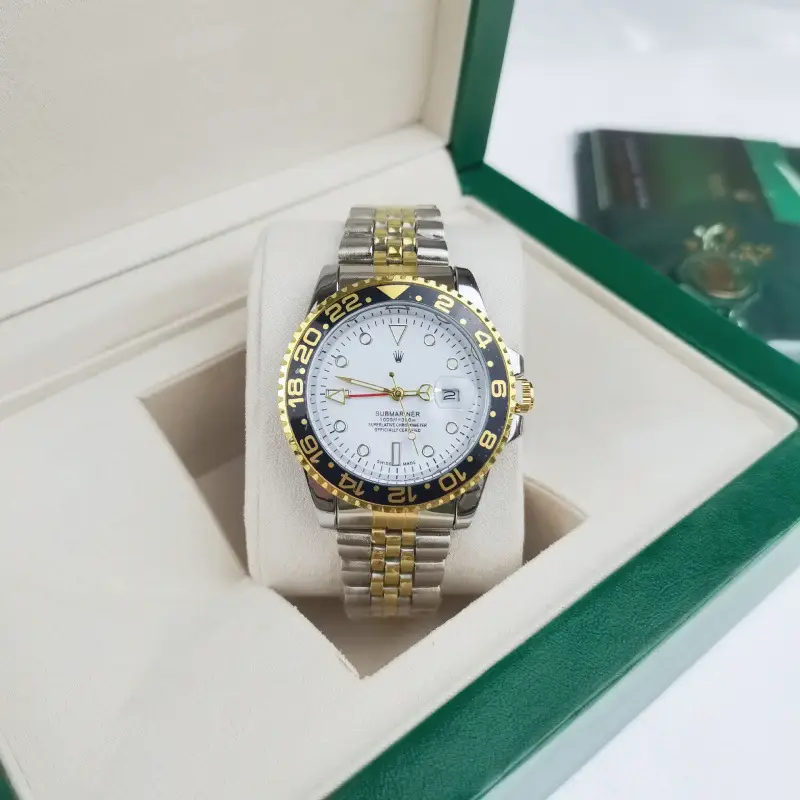 Green, black, and blue foreign trade Rolex Submariner solid steel band luminous waterproof quartz watch with Japanese imported movement