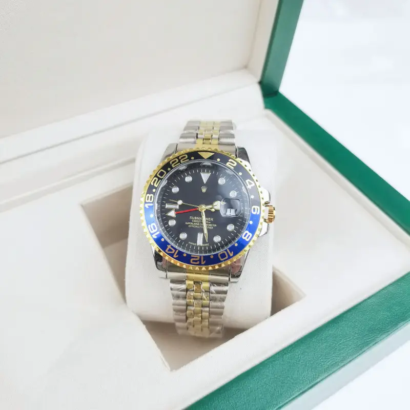 Green, black, and blue foreign trade Rolex Submariner solid steel band luminous waterproof quartz watch with Japanese imported movement