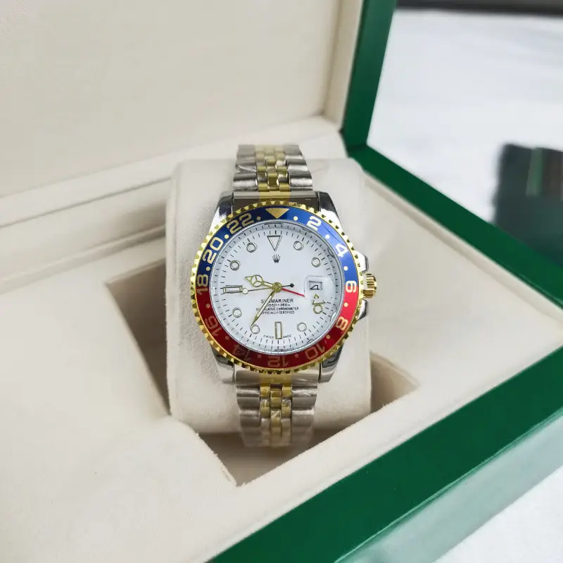 Green, black, and blue foreign trade Rolex Submariner solid steel band luminous waterproof quartz watch with Japanese imported movement