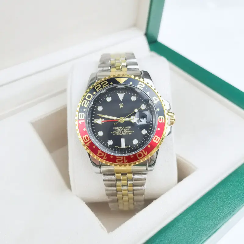 Green, black, and blue foreign trade Rolex Submariner solid steel band luminous waterproof quartz watch with Japanese imported movement