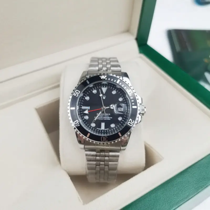 Green, black, and blue foreign trade Rolex Submariner solid steel band luminous waterproof quartz watch with Japanese imported movement