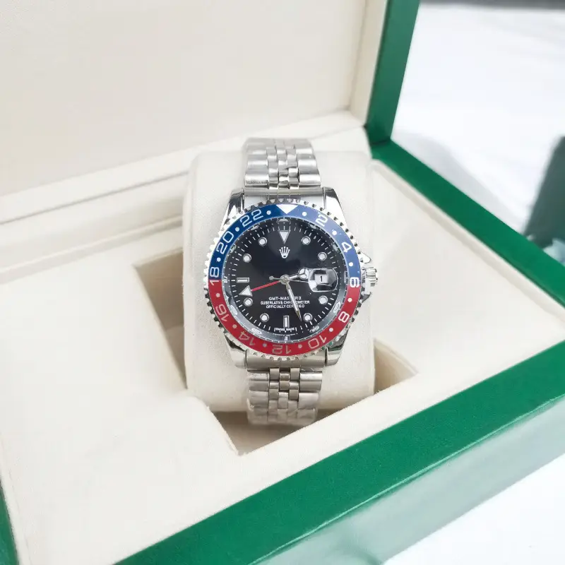 Green, black, and blue foreign trade Rolex Submariner solid steel band luminous waterproof quartz watch with Japanese imported movement