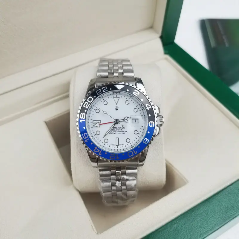 Green, black, and blue foreign trade Rolex Submariner solid steel band luminous waterproof quartz watch with Japanese imported movement