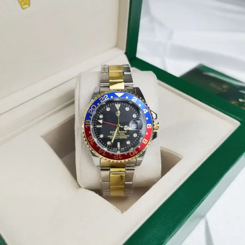 Green, black, and blue foreign trade Rolex Submariner solid steel band luminous waterproof quartz watch with Japanese imported movement