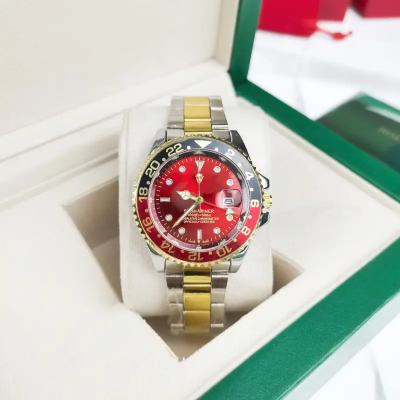 Green, black, and blue foreign trade Rolex Submariner solid steel band luminous waterproof quartz watch with Japanese imported movement