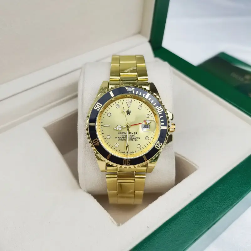 Green, black, and blue foreign trade Rolex Submariner solid steel band luminous waterproof quartz watch with Japanese imported movement