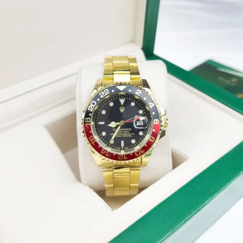 Green, black, and blue foreign trade Rolex Submariner solid steel band luminous waterproof quartz watch with Japanese imported movement