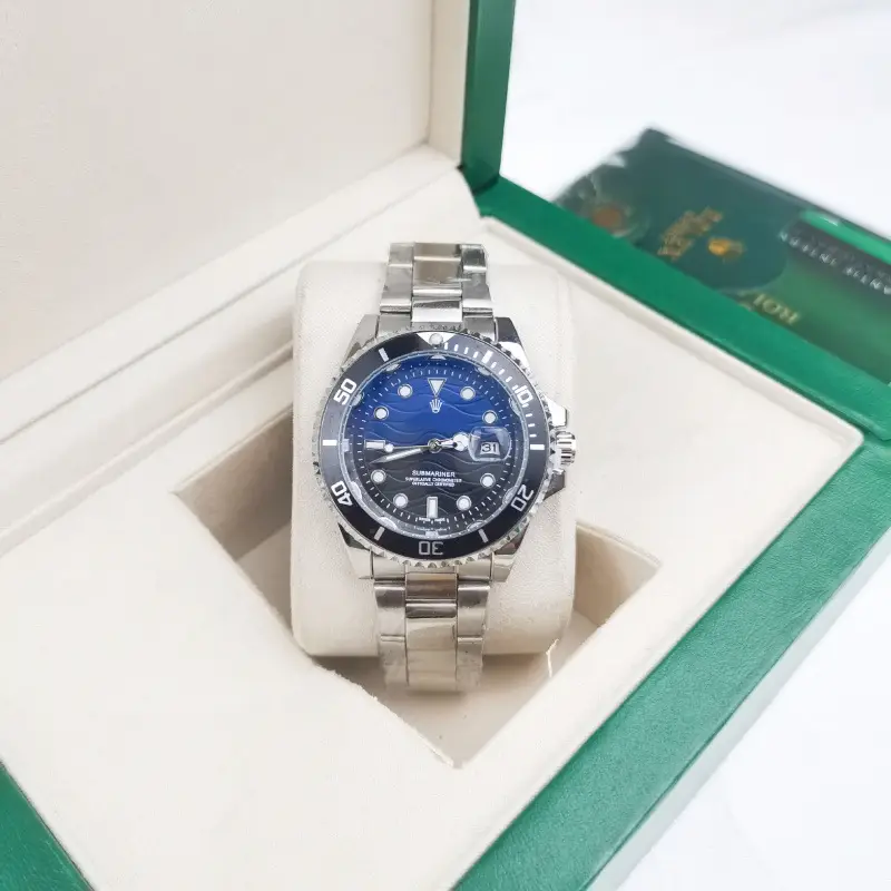 Green, black, and blue foreign trade Rolex Submariner solid steel band luminous waterproof quartz watch with Japanese imported movement