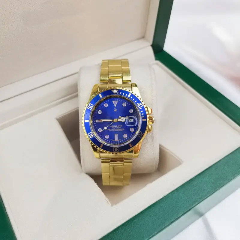 Green, black, and blue foreign trade Rolex Submariner solid steel band luminous waterproof quartz watch with Japanese imported movement