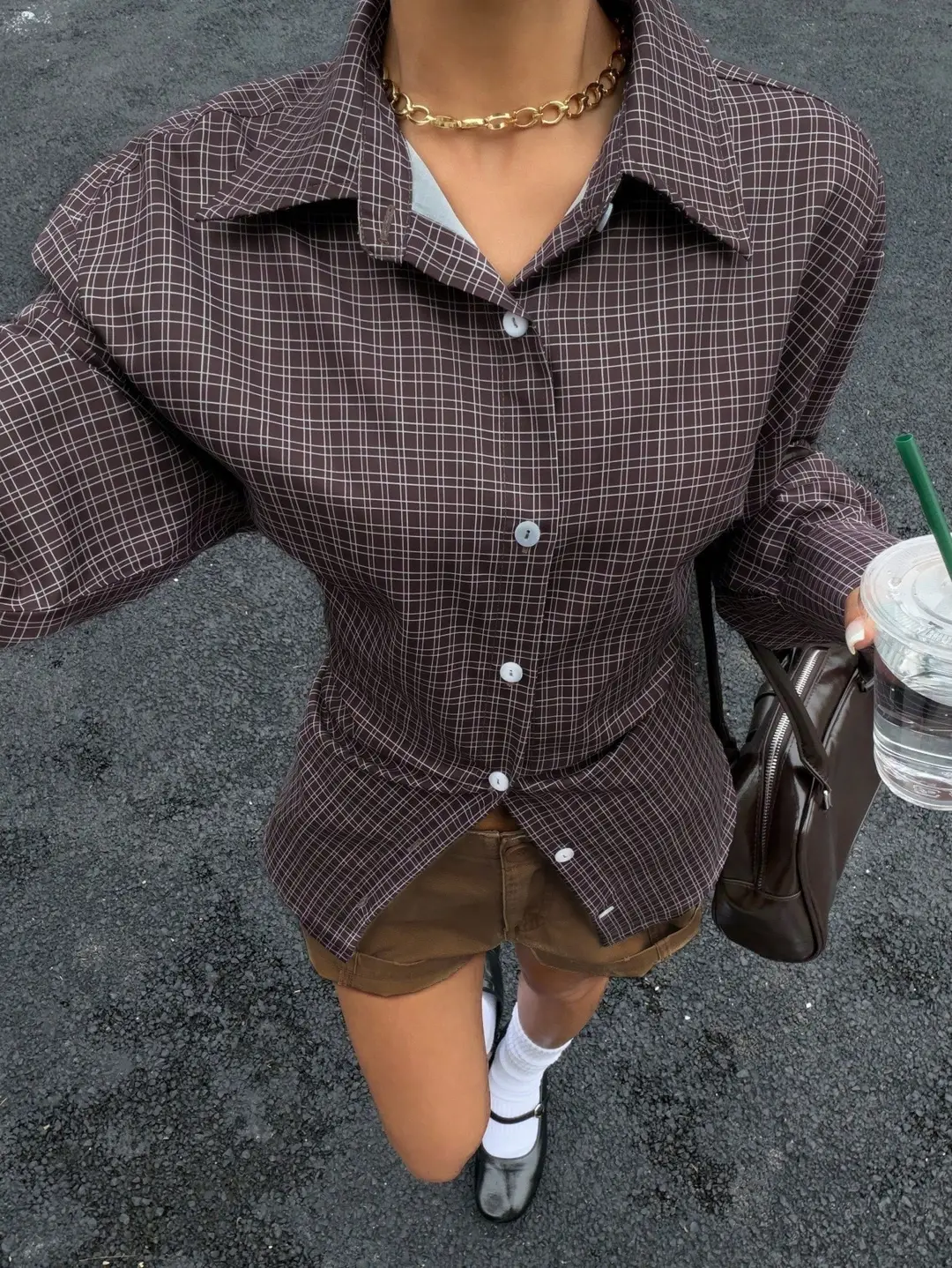 2026 New Cross-Border European and American Amazon Autumn and Winter Women's Retro Brown Plaid Waist-Cinching Long-Sleeved Shirt — feature 10