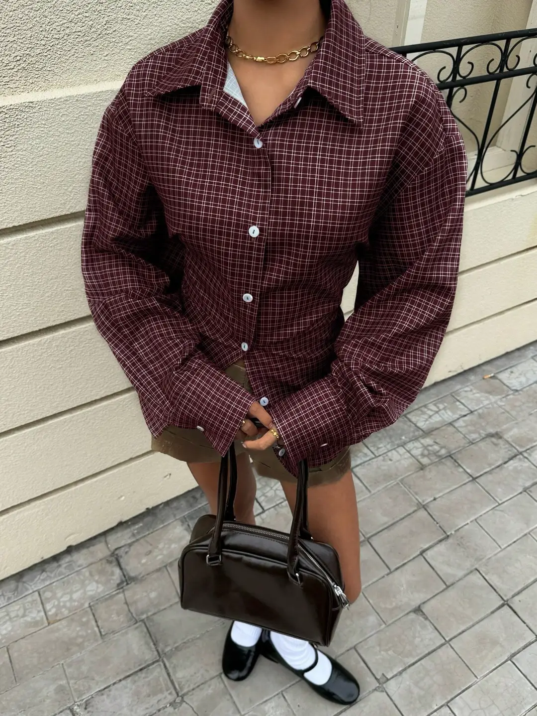 2026 New Cross-Border European and American Amazon Autumn and Winter Women's Retro Brown Plaid Waist-Cinching Long-Sleeved Shirt — feature 13