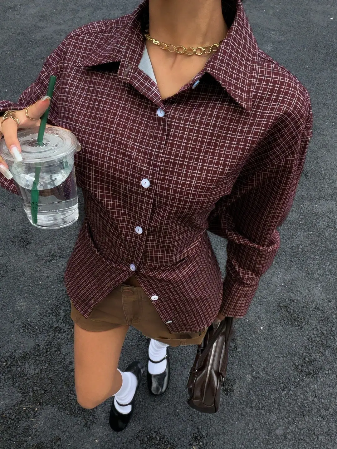 2026 New Cross-Border European and American Amazon Autumn and Winter Women's Retro Brown Plaid Waist-Cinching Long-Sleeved Shirt — feature 17