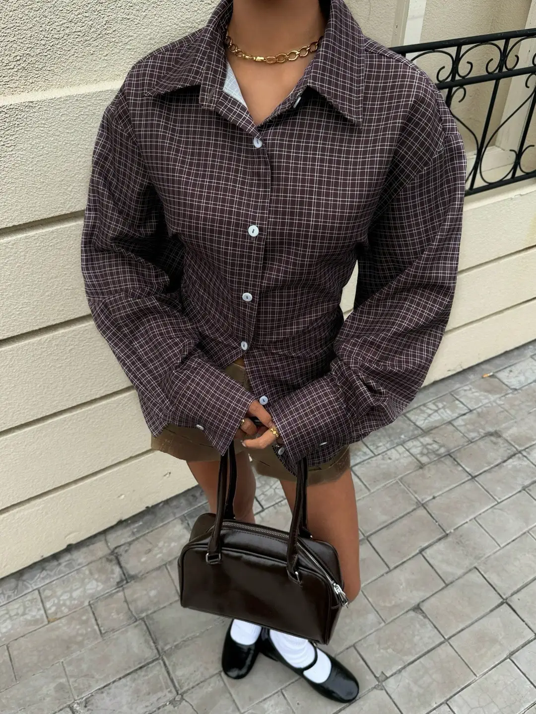 2026 New Cross-Border European and American Amazon Autumn and Winter Women's Retro Brown Plaid Waist-Cinching Long-Sleeved Shirt — feature 6