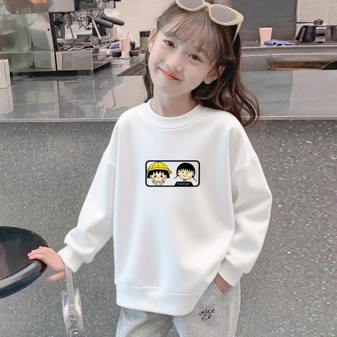 Cross-border girls' round-neck sweatshirt, a popular new style for autumn and winter, suitable for older children, thin and lightweight, princess-style, casual, and designed for students