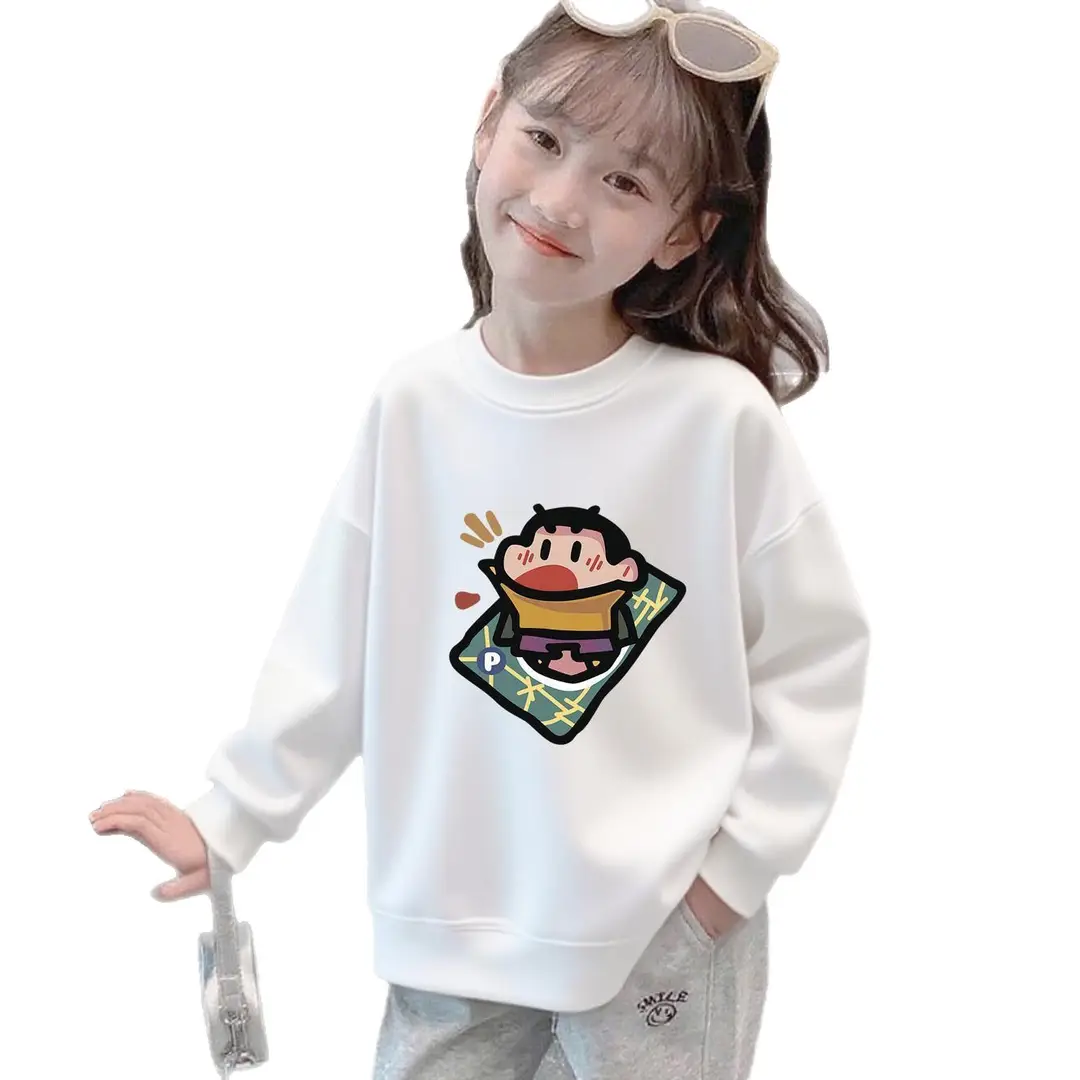 Cross-border girls' round-neck sweatshirt, a popular new style for autumn and winter, suitable for older children, thin and lightweight, princess-style, casual, and designed for students