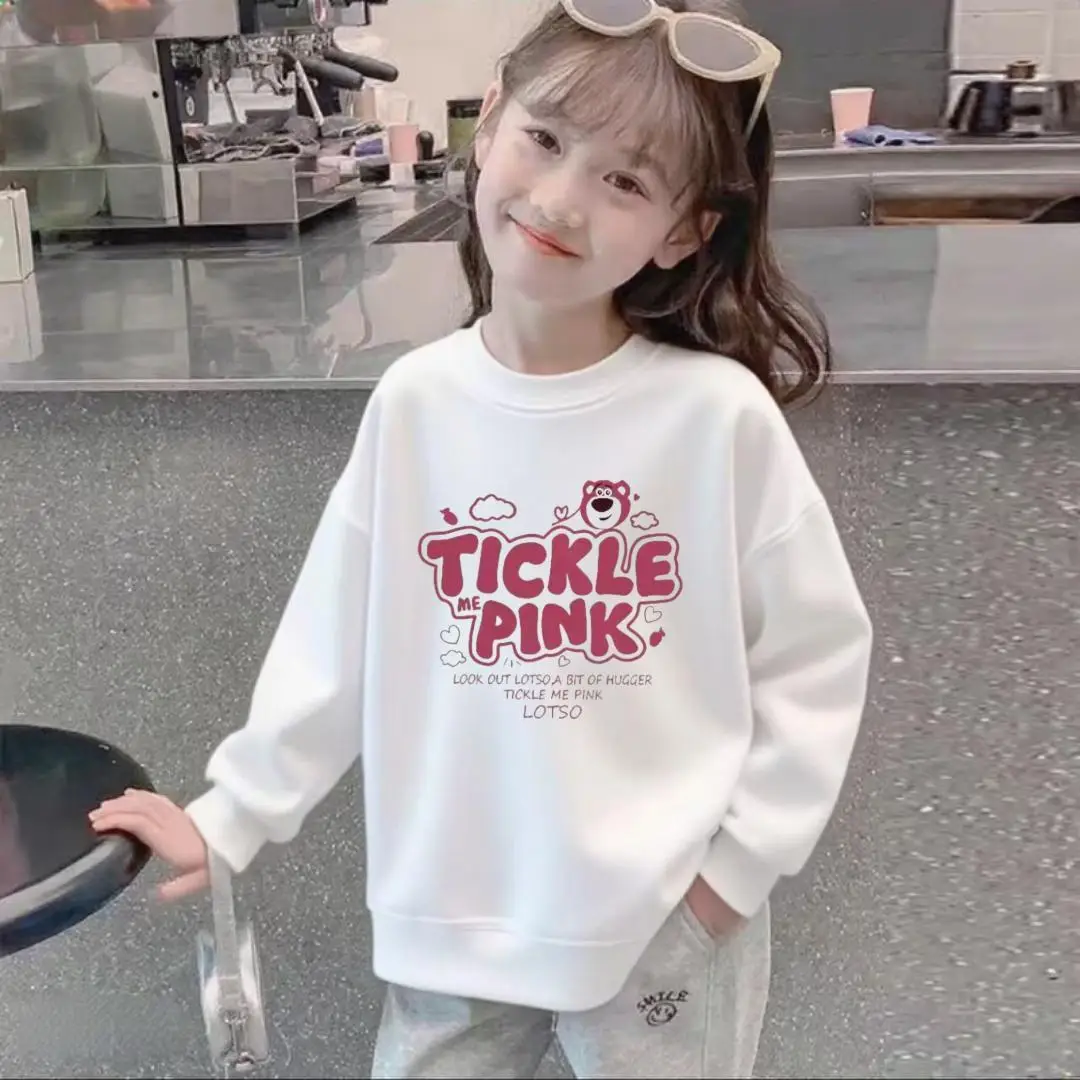 Cross-border girls' round-neck sweatshirt, a popular new style for autumn and winter, suitable for older children, thin and lightweight, princess-style, casual, and designed for students