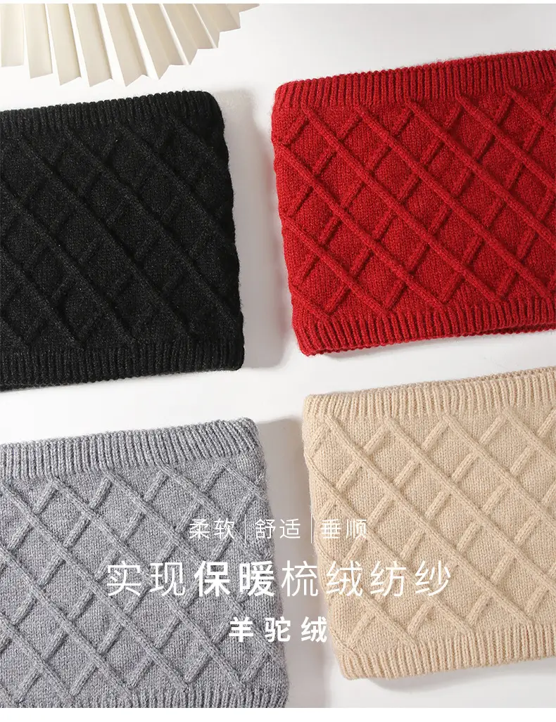 Chinese Red New Year Gift Winter Knitted Hat for Women, Double-Layered, Fleece-Lined, Thickened, Warm Hat and Scarf Set — feature 12