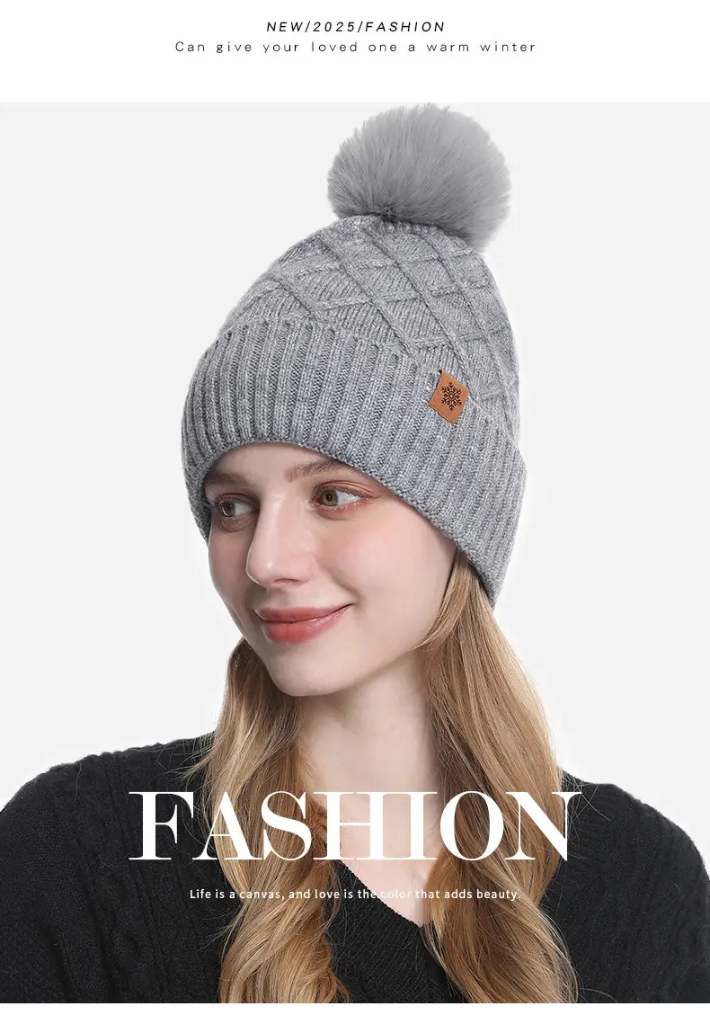 Chinese Red New Year Gift Winter Knitted Hat for Women, Double-Layered, Fleece-Lined, Thickened, Warm Hat and Scarf Set — feature 14