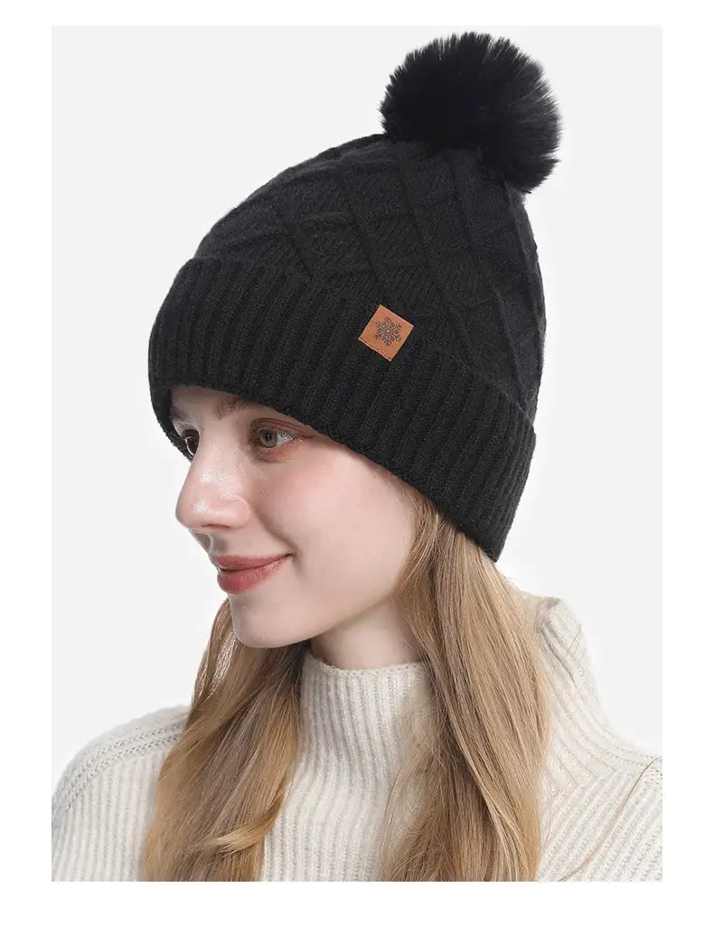 Chinese Red New Year Gift Winter Knitted Hat for Women, Double-Layered, Fleece-Lined, Thickened, Warm Hat and Scarf Set — feature 26