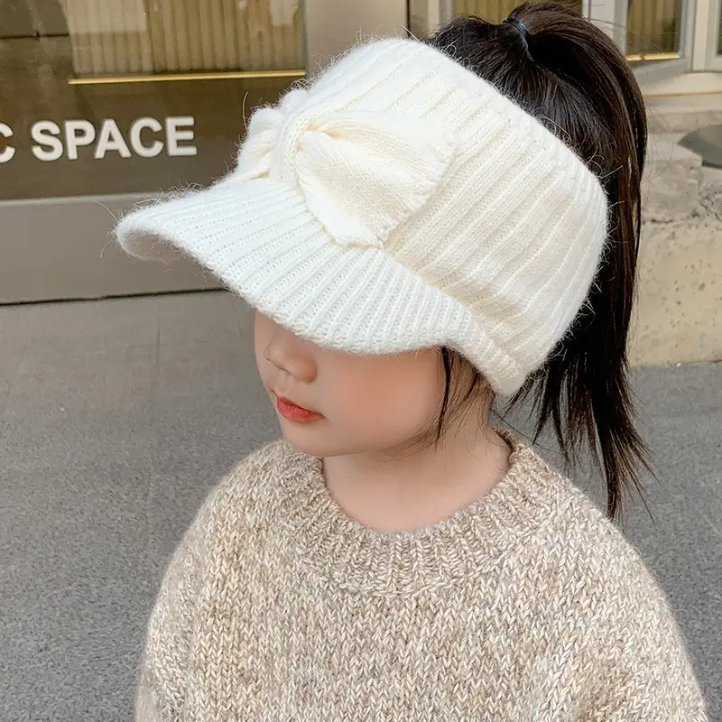 Autumn and winter children's knitted hats, open-top woolen baseball caps for girls, cute and warm thickened knitted hats for babies — feature 6