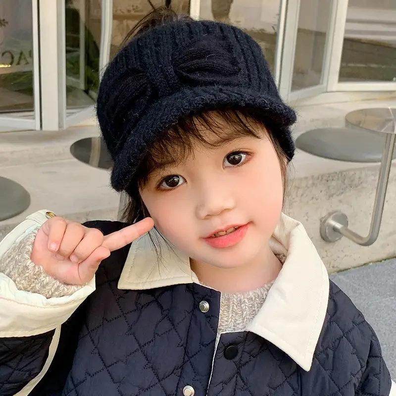 Autumn and winter children's knitted hats, open-top woolen baseball caps for girls, cute and warm thickened knitted hats for babies — feature 9